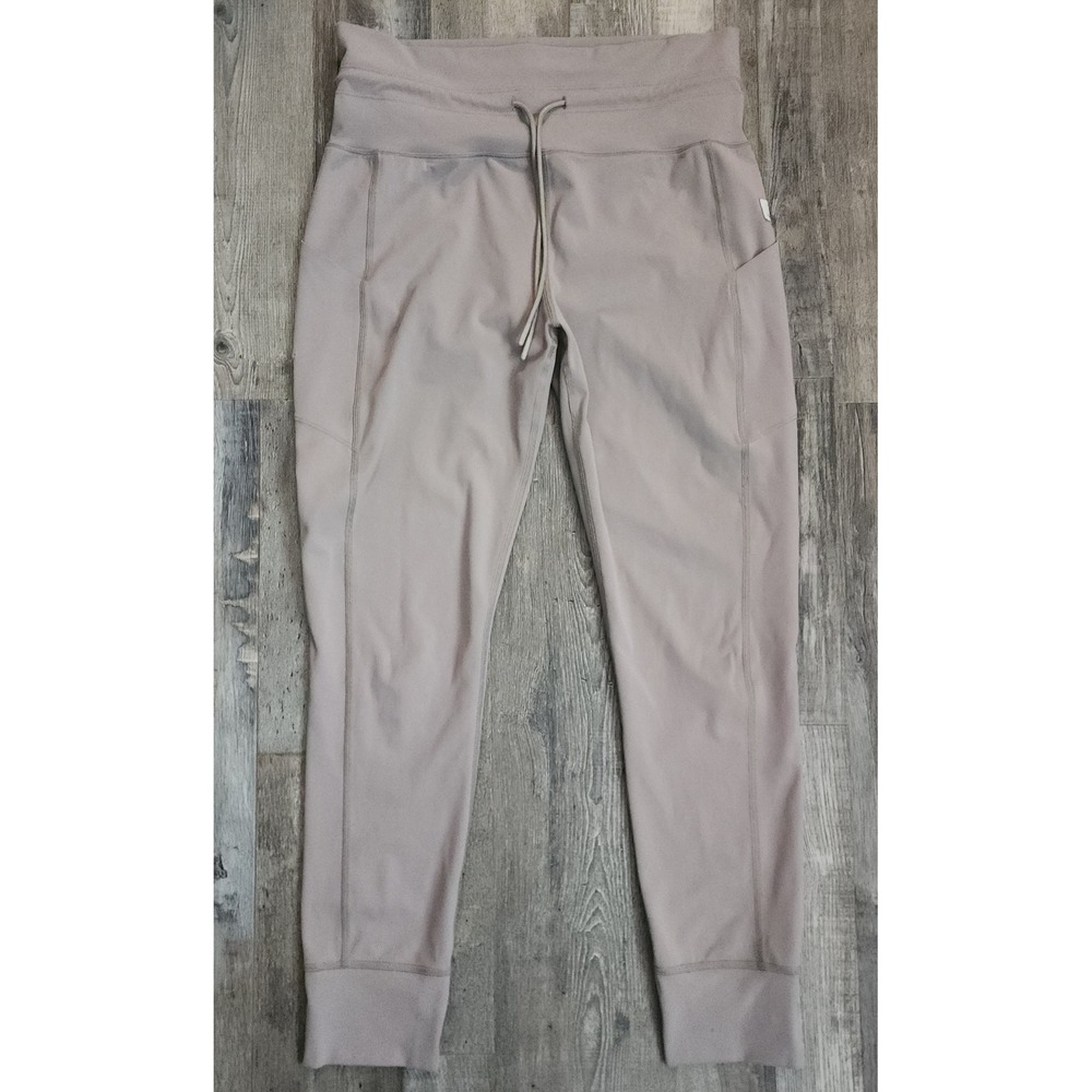 Vuori Performance Jogger Women Large Beige Taupe Cuffed Drawstring Pockets